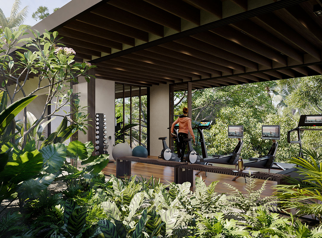 Gimnasio en Acquarello Dominical. Rodeado de naturaleza y aire fresco